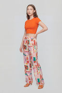 Tropical High-Waist Palazzo Pants