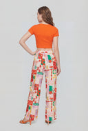 Tropical High-Waist Palazzo Pants