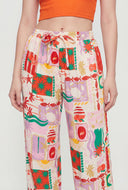 Tropical High-Waist Palazzo Pants
