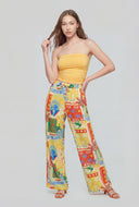 Tropical High-Waist Palazzo Pants