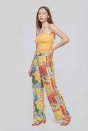 Tropical High-Waist Palazzo Pants