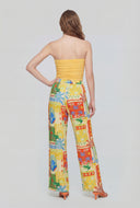 Tropical High-Waist Palazzo Pants