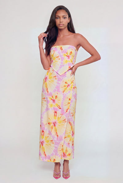 Brynlee Tie Dye Faux Wrap Maxi Skirt