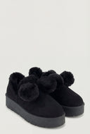 Pom Pom Faux Fur Platform Booties