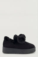 Pom Pom Faux Fur Platform Booties