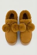 Pom Pom Faux Fur Platform Booties
