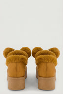Pom Pom Faux Fur Platform Booties