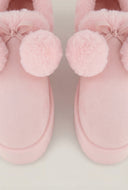 Pom Pom Faux Fur Platform Booties