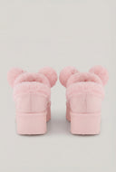 Pom Pom Faux Fur Platform Booties