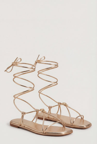 Gladiator Knotted Lace-Up Sandals