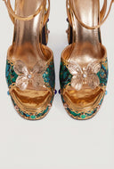 Jacquard Block Heel Platform Sandals