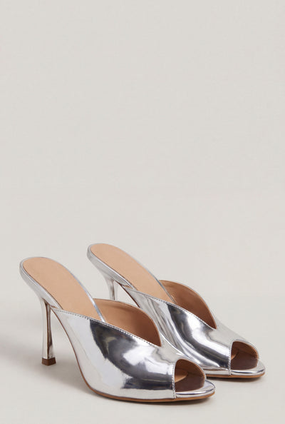 Carolina Peep Toe Spool Heel Mules