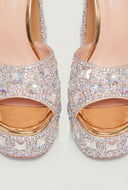 Glam Embellished Platform Block Heels