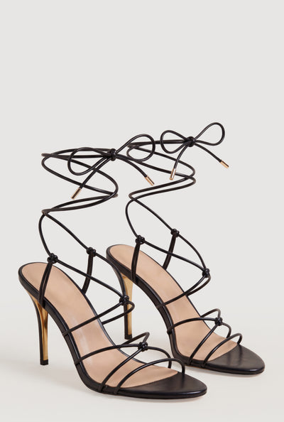 Strappy Lace-Up High Heels