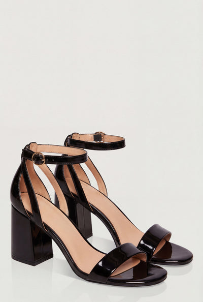 Cutout Ankle Strap Block Heel Sandals