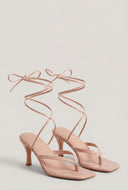 Lace Up Spool Heel Sandals