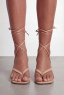 Lace Up Spool Heel Sandals