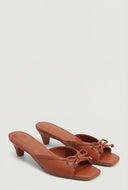 Bow Square Toe Kitten Heel Sandals