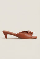 Bow Square Toe Kitten Heel Sandals