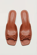 Bow Square Toe Kitten Heel Sandals