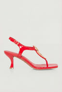 Ophelia Ankle Strap Spool Heel Thong Sandals