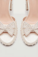 Pearl Bow Platform Block Heel Sandals