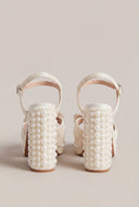 Pearl Bow Platform Block Heel Sandals