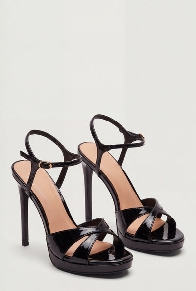 Patent Leather Stiletto Ankle Strap Sandals