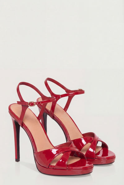 Patent Leather Stiletto Ankle Strap Sandals