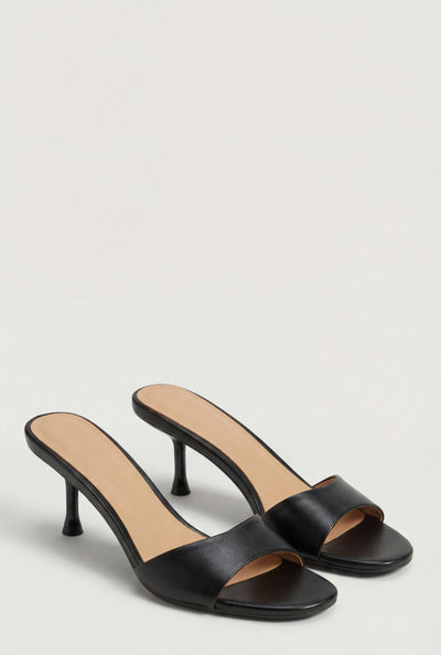 Patent Spool Heel Slide Sandals