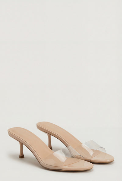 Patent Spool Heel Slide Sandals