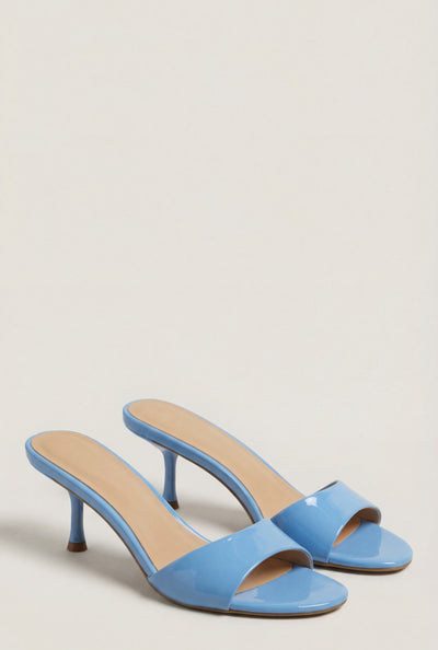Patent Spool Heel Slide Sandals
