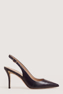 Pointed Toe Metallic Trim Slingback Pumps