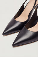 Pointed Toe Metallic Trim Slingback Pumps