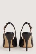Pointed Toe Metallic Trim Slingback Pumps