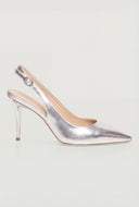 Pointed Toe Metallic Trim Slingback Pumps