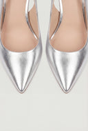 Pointed Toe Metallic Trim Slingback Pumps