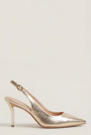 Pointed Toe Metallic Trim Slingback Pumps