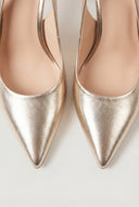 Pointed Toe Metallic Trim Slingback Pumps