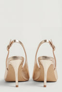 Pointed Toe Metallic Trim Slingback Pumps