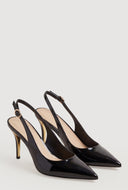 Pointed Toe Metallic Trim Slingback Pumps