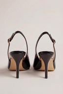 Pointed Toe Metallic Trim Slingback Pumps