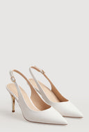 Pointed Toe Metallic Trim Slingback Pumps