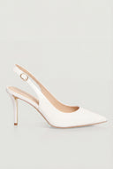 Pointed Toe Metallic Trim Slingback Pumps