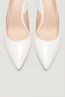 Pointed Toe Metallic Trim Slingback Pumps