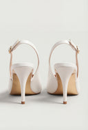 Pointed Toe Metallic Trim Slingback Pumps