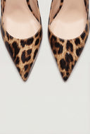 Pointed Toe Metallic Trim Slingback Pumps