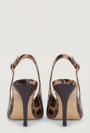 Pointed Toe Metallic Trim Slingback Pumps