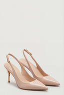 Pointed Toe Metallic Trim Slingback Pumps