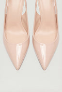 Pointed Toe Metallic Trim Slingback Pumps